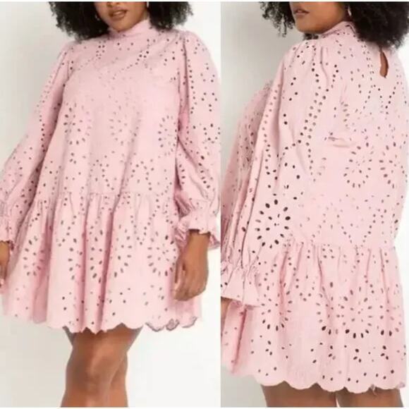 Eloquii Dresses & Skirts - Eloquii Easy Eyelet Dusty Mauve‎ Flounce Dress, women plus size 22